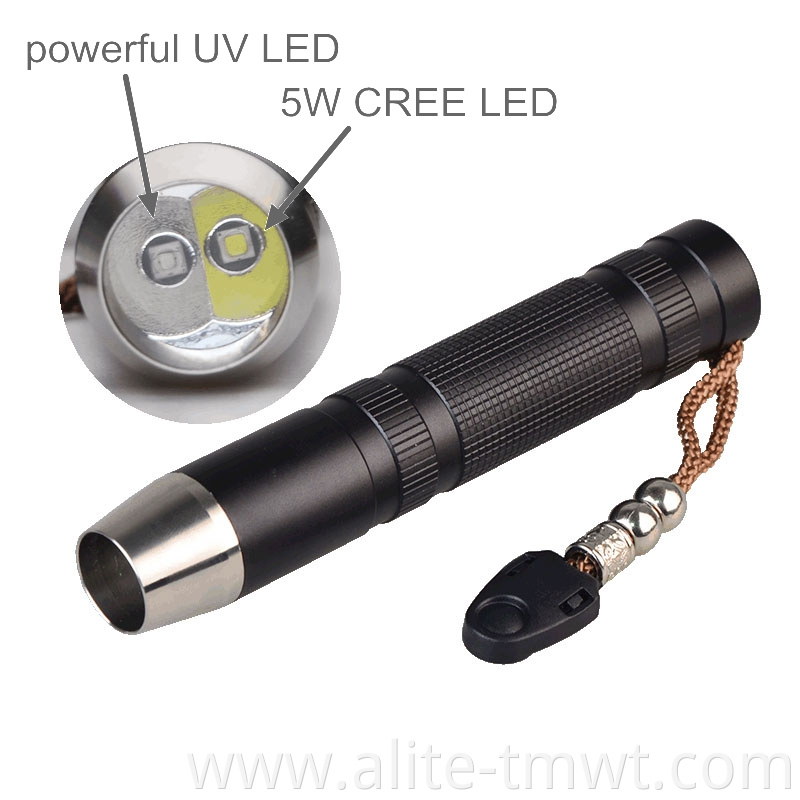 5W white and uv 365nm led jewelry gemstone flashlight torch